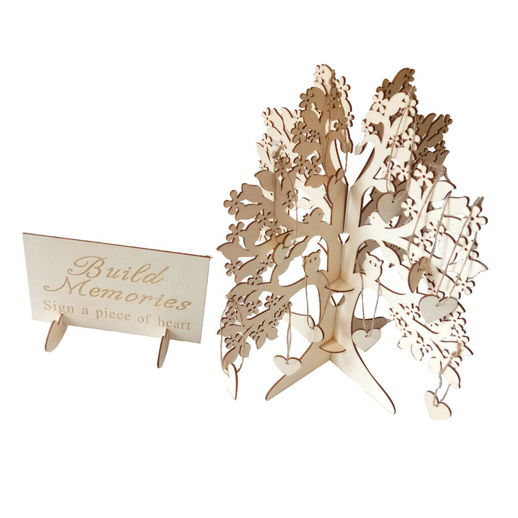 Wood DIY Wedding Guest Book Wishing Tree Birthday Party Ornaments Decoration