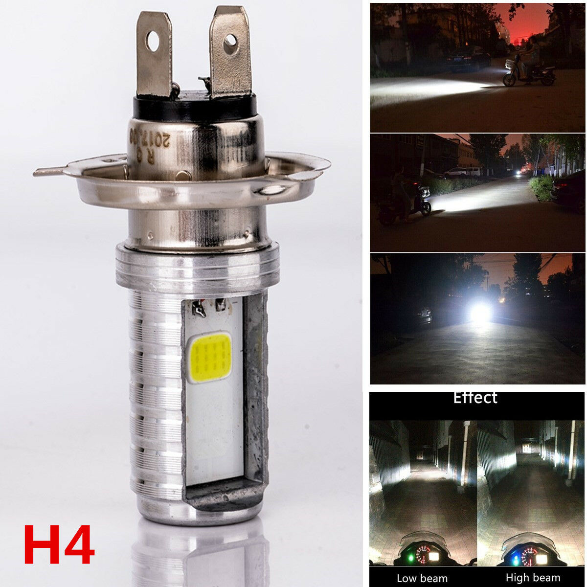 H4/9003/HB2 Double COB LED 24W Super Bright Motorcycle Headlight Front Lamp Bulb