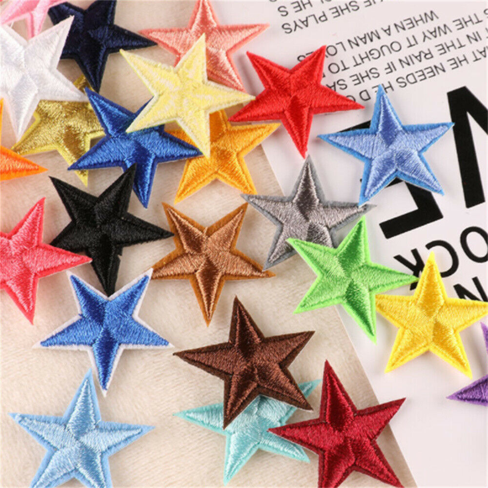 20 Mix Lot Sew On Patches Fabric Stars DIY Crafting Embellishments Decors 3cm