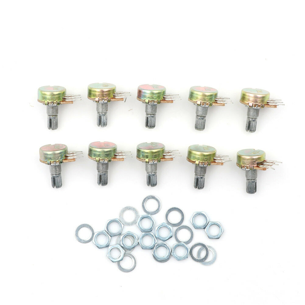 10x 100K Ohm Linear Taper Rotary Potentiometer Panel Pot B100K 15mm 3Pin WH14 SJ