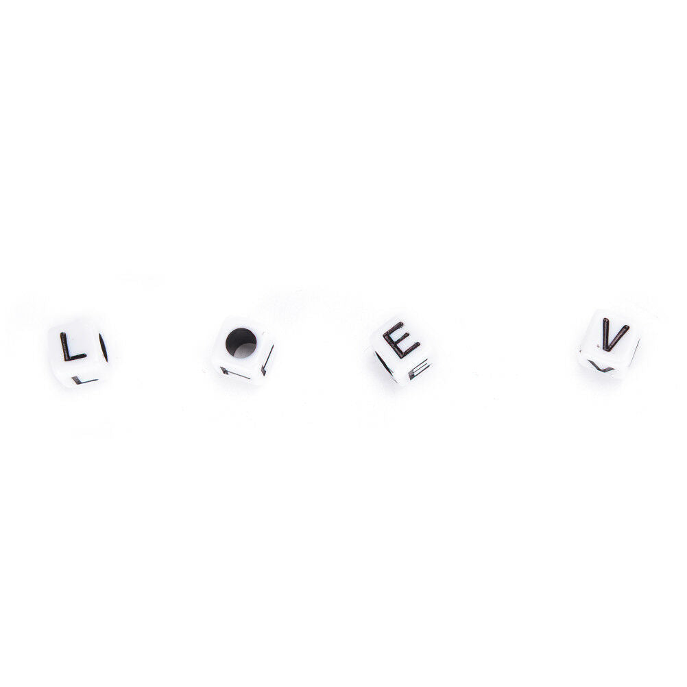 100pcs 6mm white cube alphabet single letter beads Craft DIY A - Z Mixe.l8