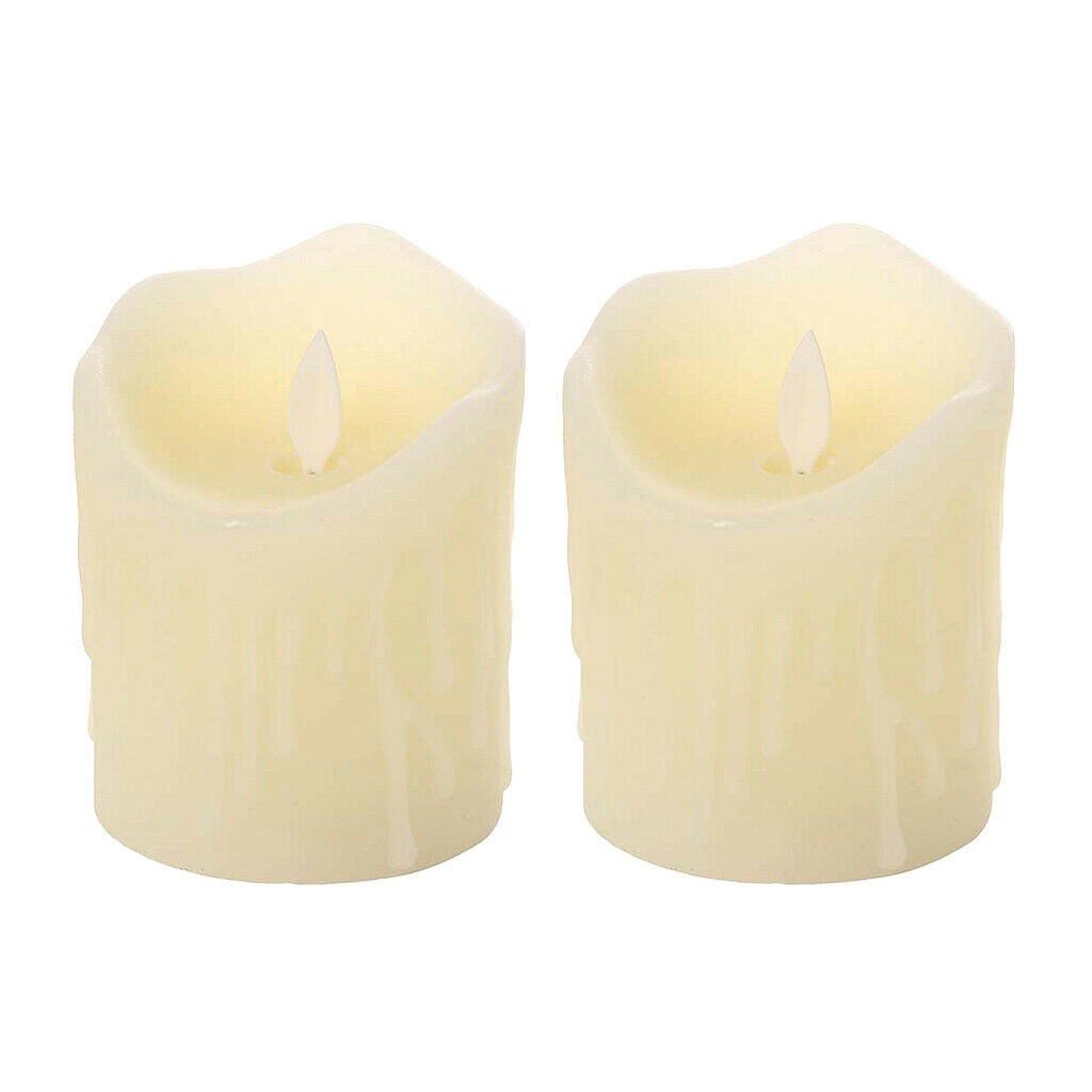 2pcs Battery Powered Oscillating Flame Realistic Amber Led Candle