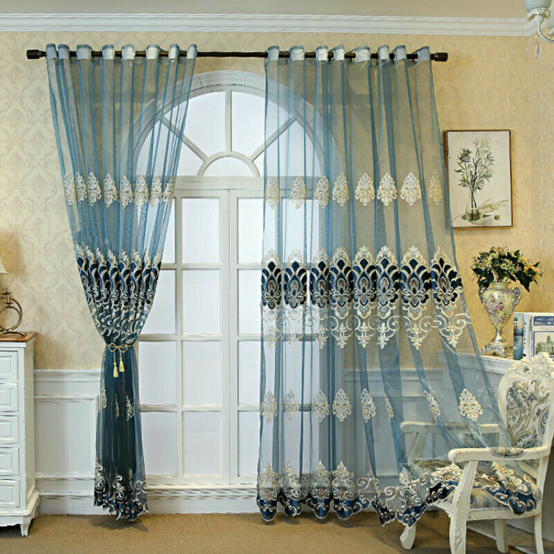 European Semi-finished Tulle Curtains Fabric Bedroom Window Sheer Drape Retro