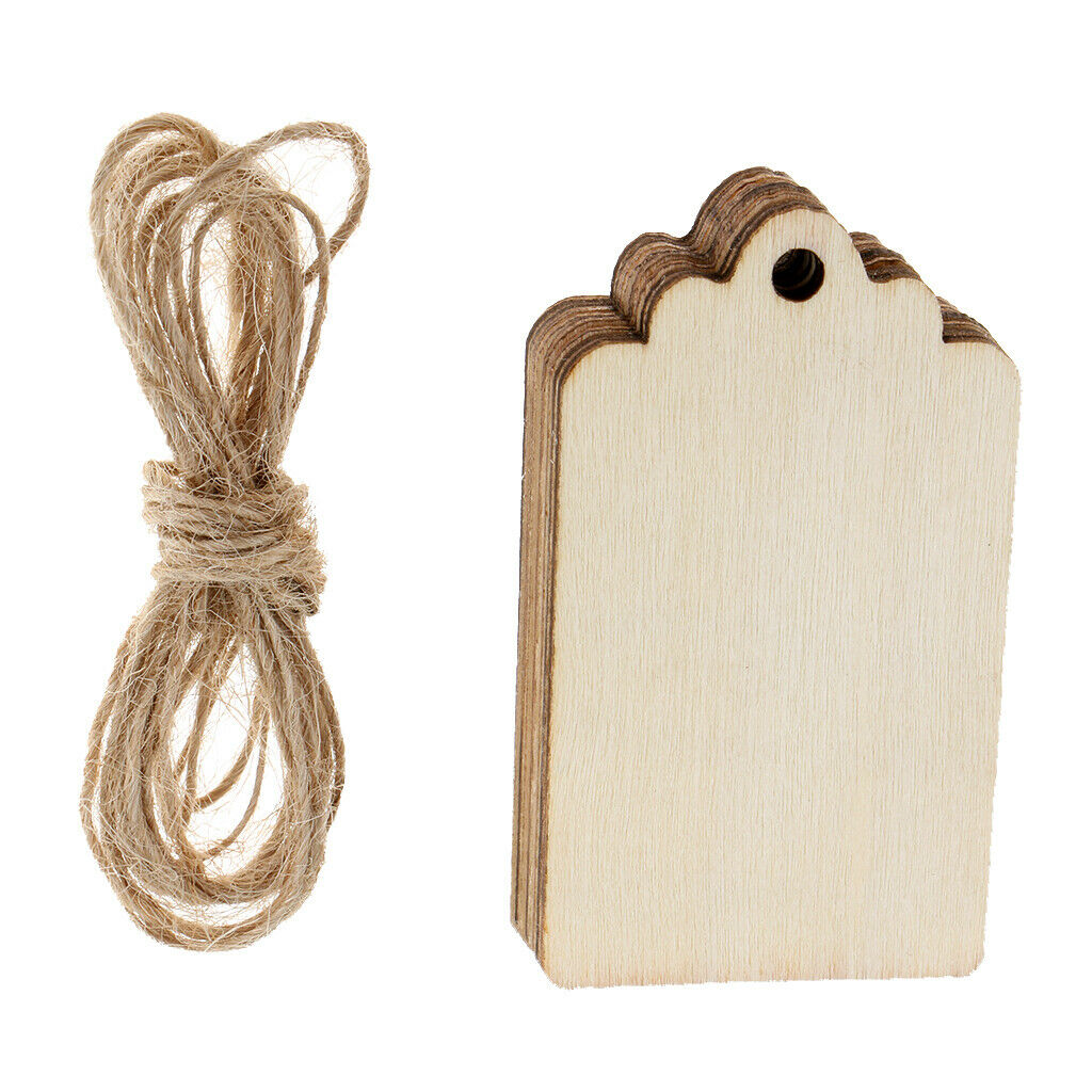50pcs Unfinished Wood Decor Xmas Favour Window Tags DIY Crafts Ornaments