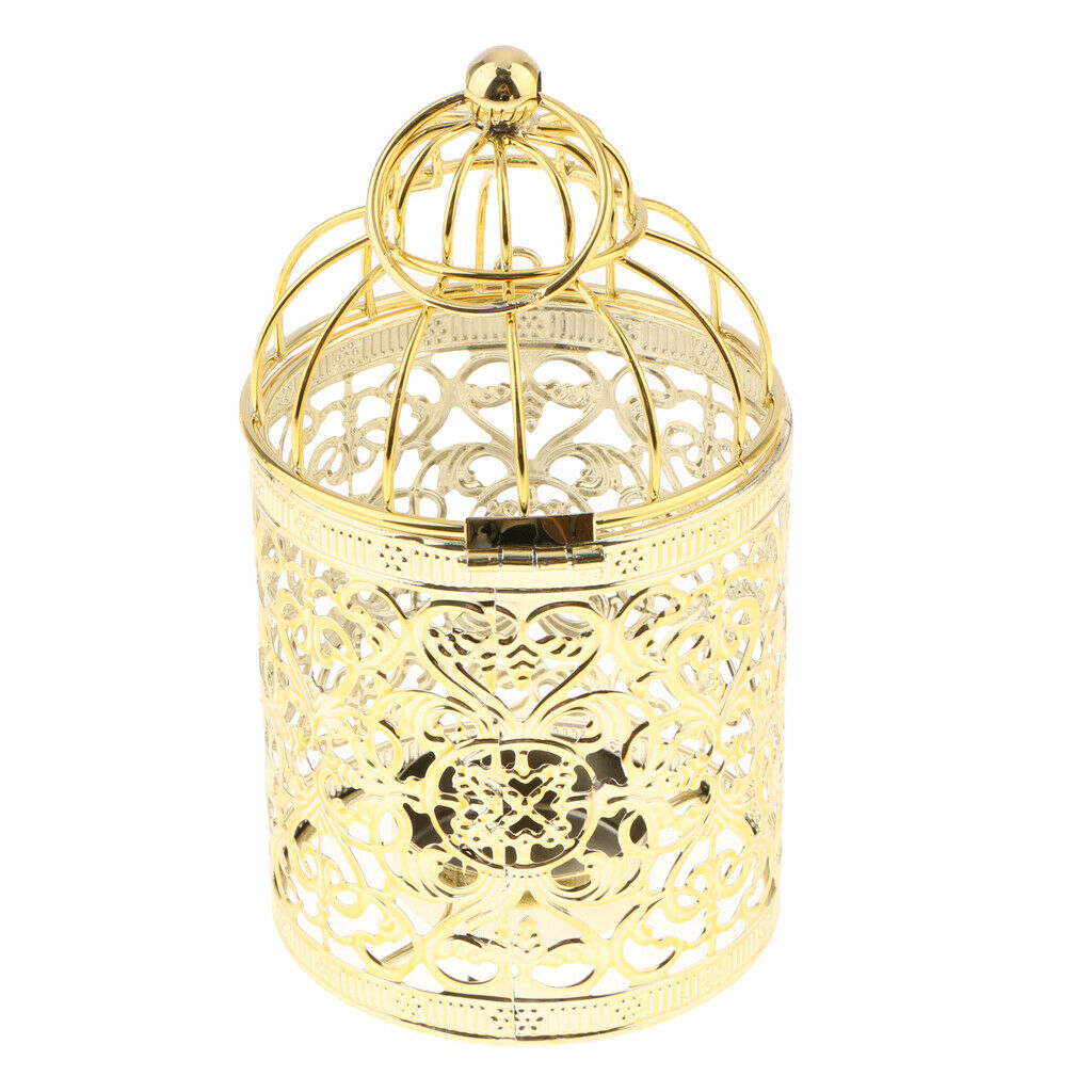 2 x Metal Craft Hollow Flower Pattern Candle Holder Hanging Birdcage Candle