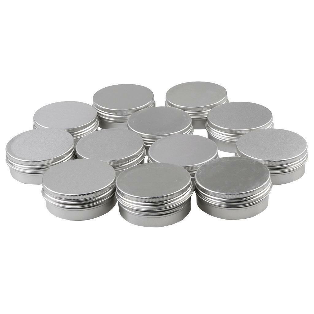 12 Metal Tin Storage Jar Containers Screw Top Lids Storing Make Up Candles Box