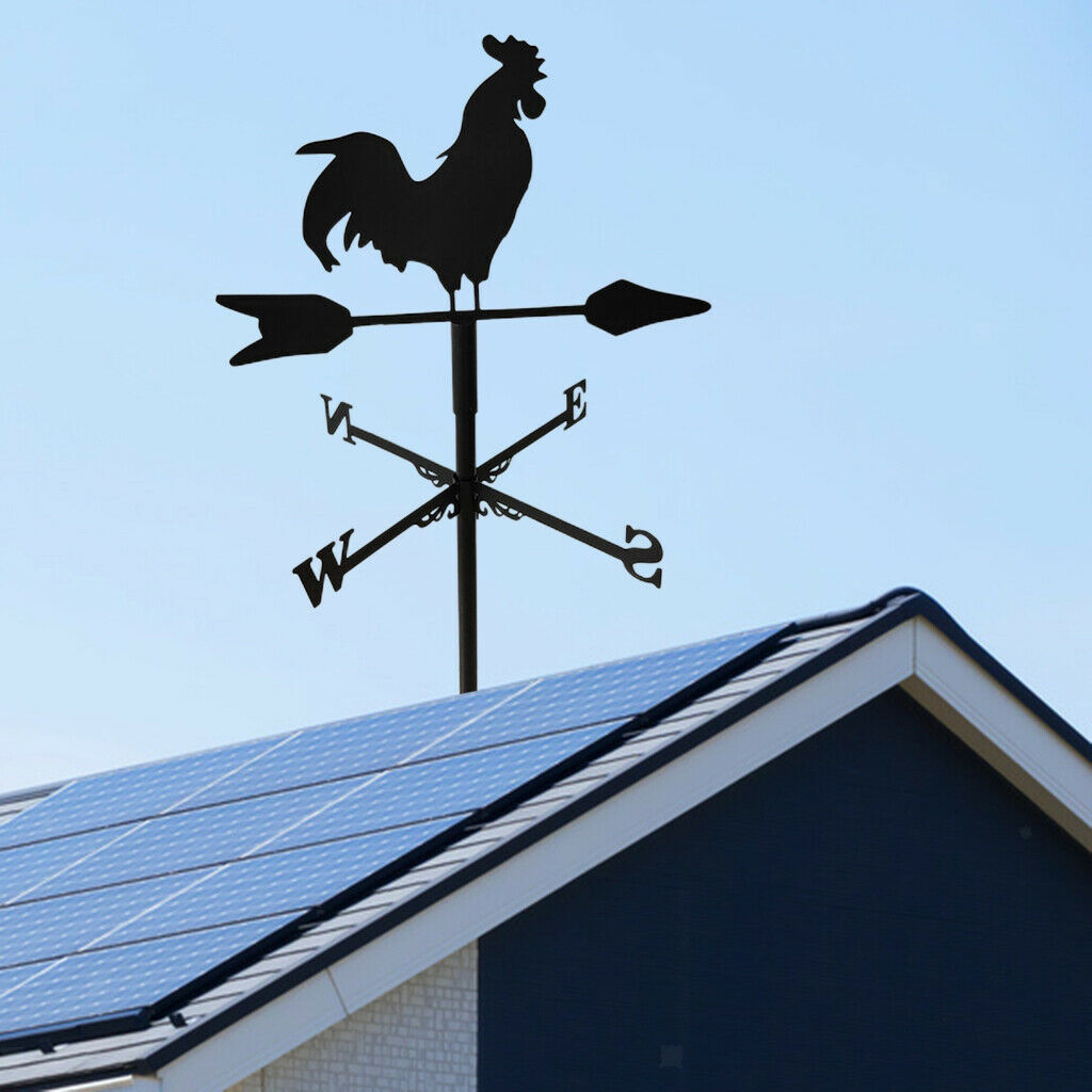 Retro Rooster Shape Weathervane Wind Direction Indicator Stake Ornament