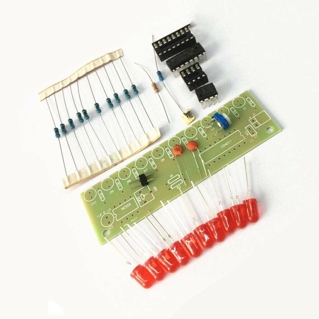 3-5V NE555+CD4017 Kit 10 Channel LED Light Light DIY Kit Electronic Board