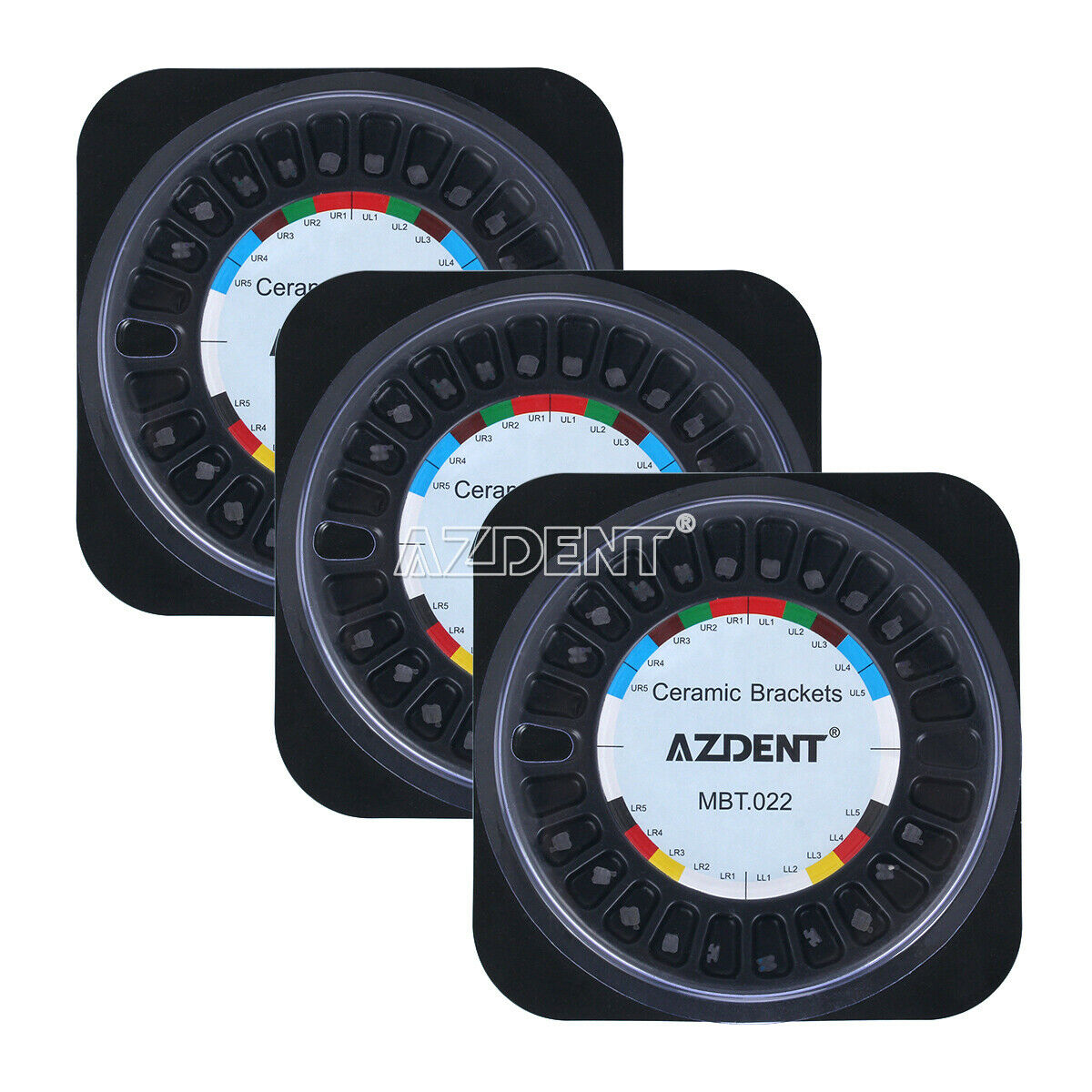 5X AZDENT Dental Orthodontic Ceramic Brackets Braecs MBT 022 Hooks 3 4 5