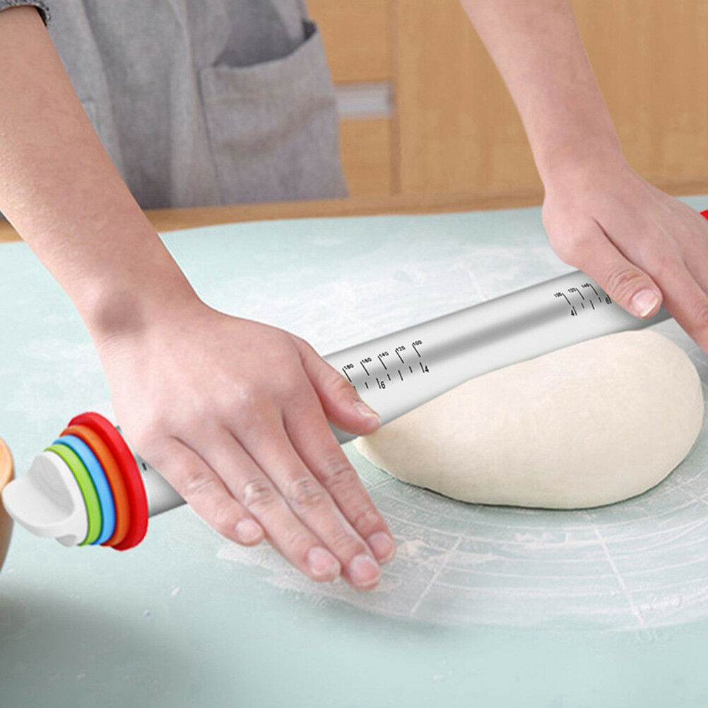 Durable Adjustable Rolling Pin With Dough Mat Dough Roller with 4 Removable.DD
