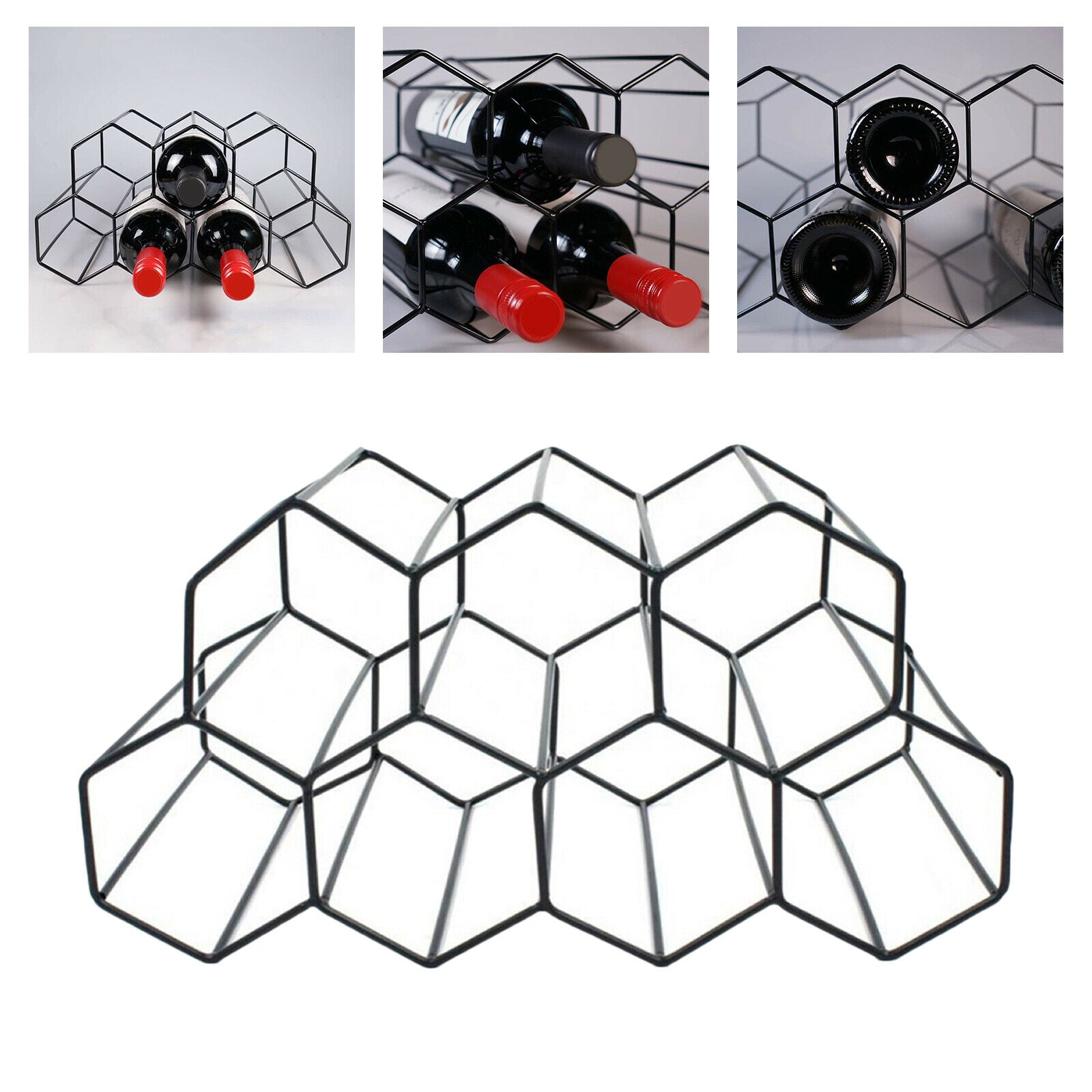 3 Tier Hexagonal Metal Freestanding Floor Stands for Counter Mini Bars Home