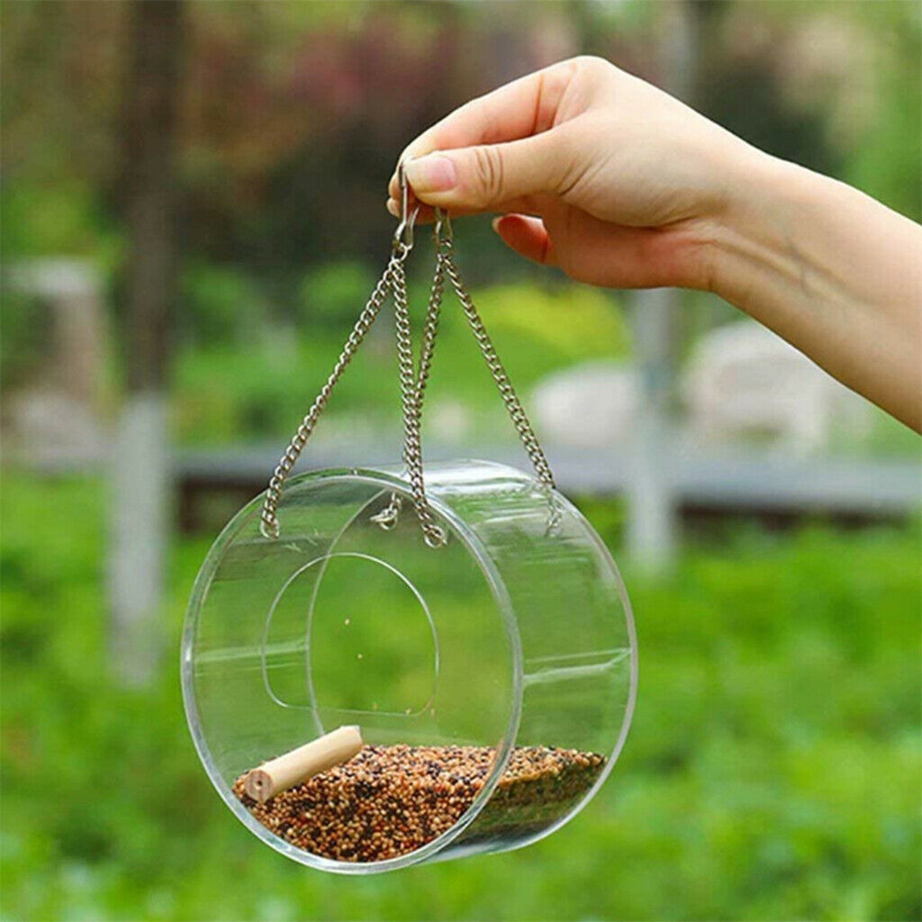 Window Bird Feeder Food Box - Clear Acrylic - Removable Slide Out Tray Outdoor