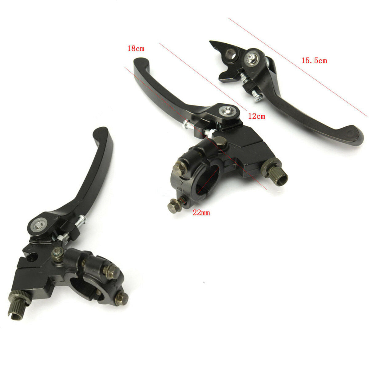 1 Pair New 22mm Aluminum Black Motorcycle Clutch Brake Lever Adjustable Pre Sets