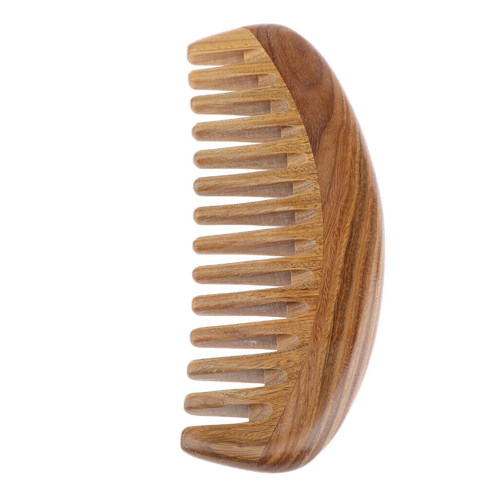 1Pcs Wide Tooth Wood Handmade Comb, Natural Green Sandalwood Anti-Static Comb