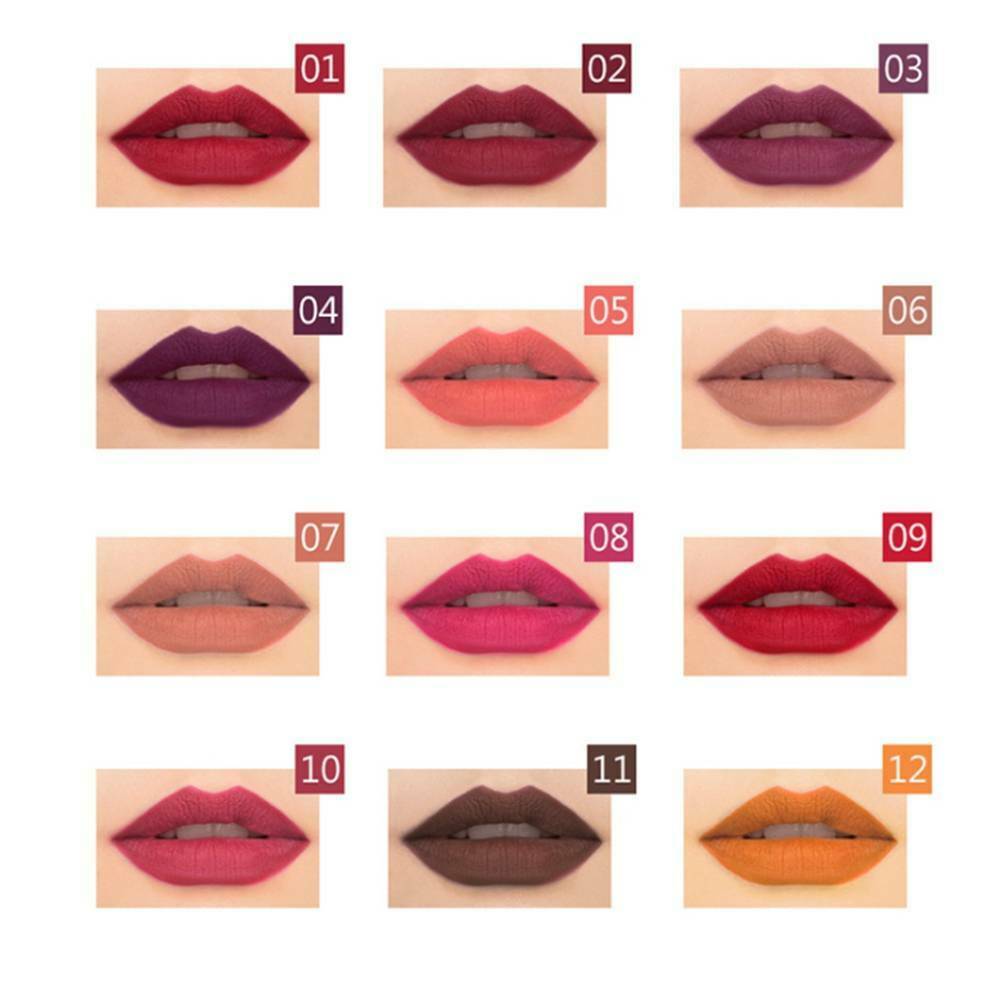 12Pcs Women Waterproof Lipstick Long Lasting Matte Lipliner Pencil Lip Pen Set !