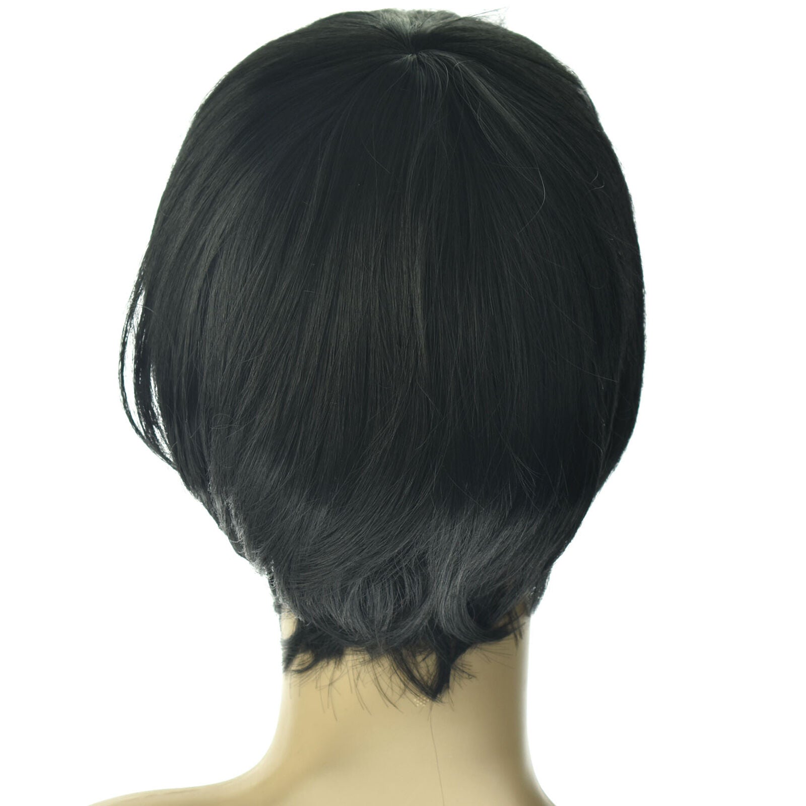 Mens Black Wig US stock Short Hair Synthetic Old Heat Resistant Straight for Man