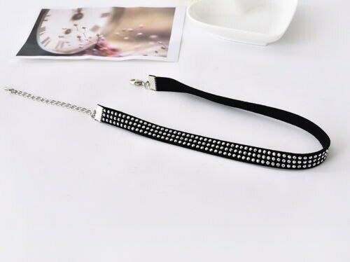 Fashion Black Faux Suede 10MM Leather Choker Necklace Gothic Grunge Retro Chain