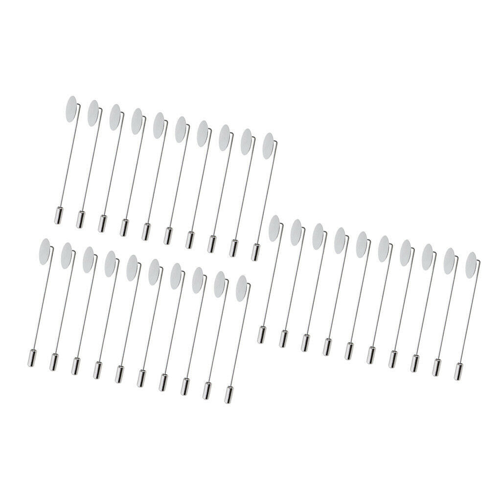 30 pcs Steel Protectors End Hat Lapel Hijab Brooch Pins 1.5cm Blank Tray Pad