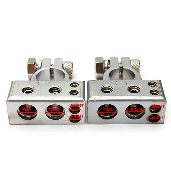 12V Positive Negative Car Battery Terminal Connector 2/4/8 Gauge AWG with Cover