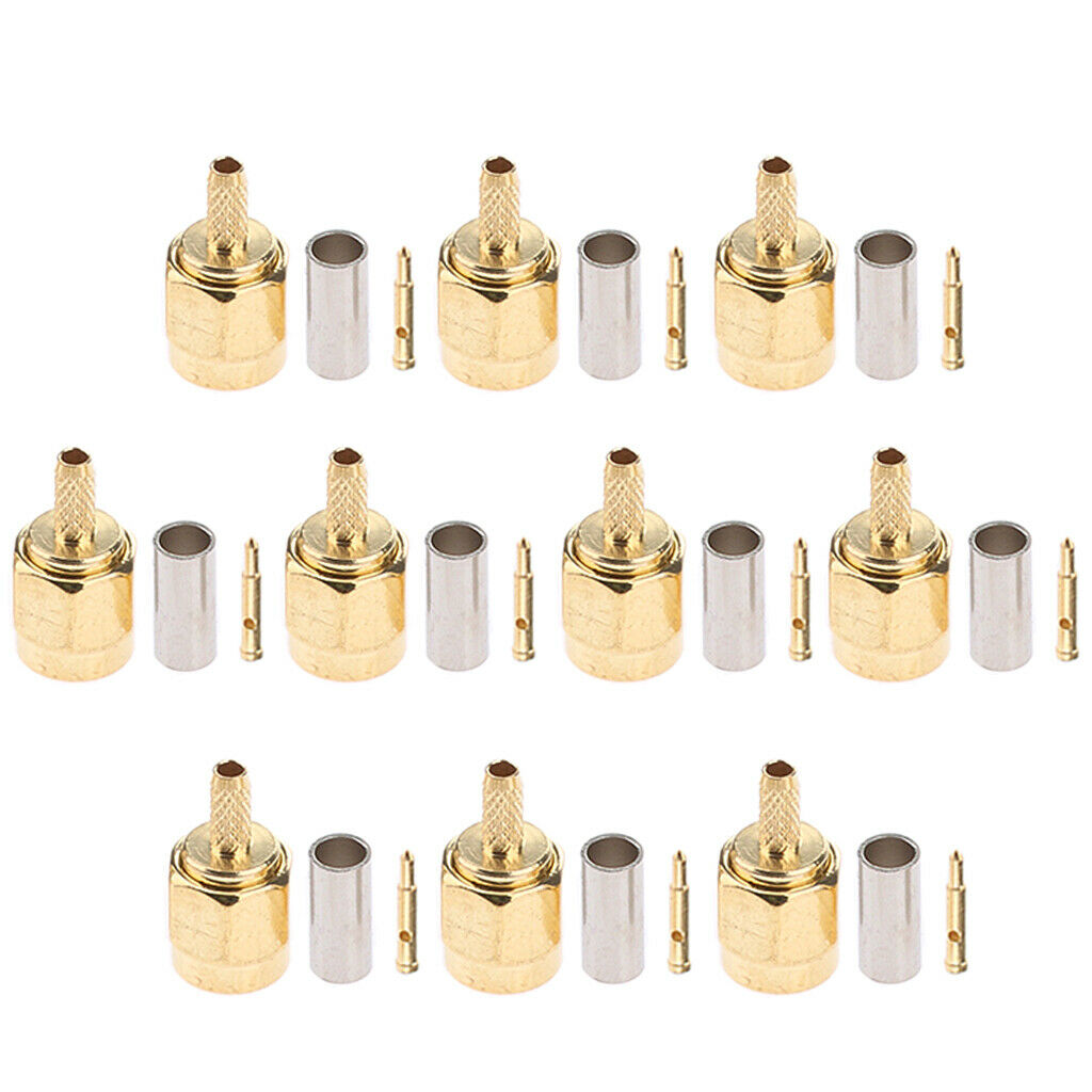 10 Pcs Plug Sma Plug Pin Crimp For Rg316 Lmr100 Rg174 Rf Coaxial