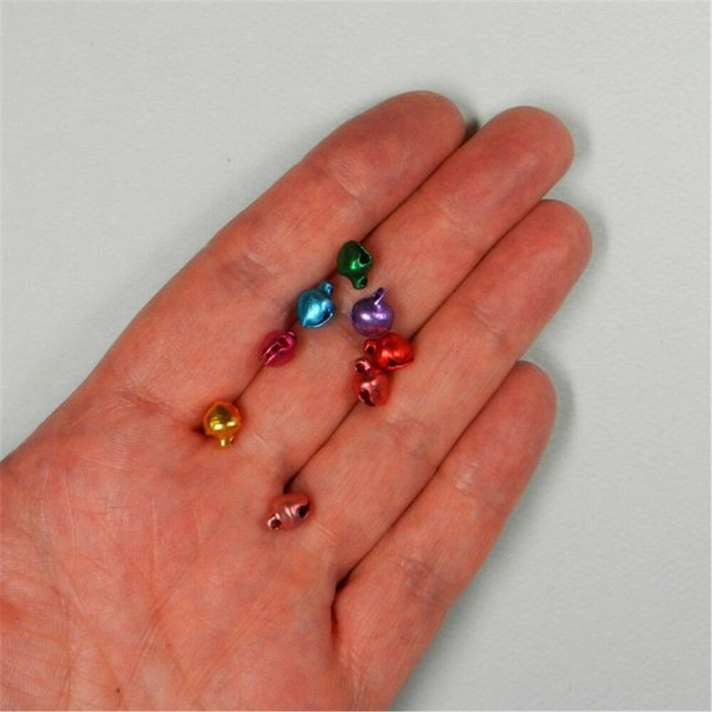 200 Pcs Mixed Color Aluminum Beads Christmas Jingle Bells Pendants Charms 6x8 mm