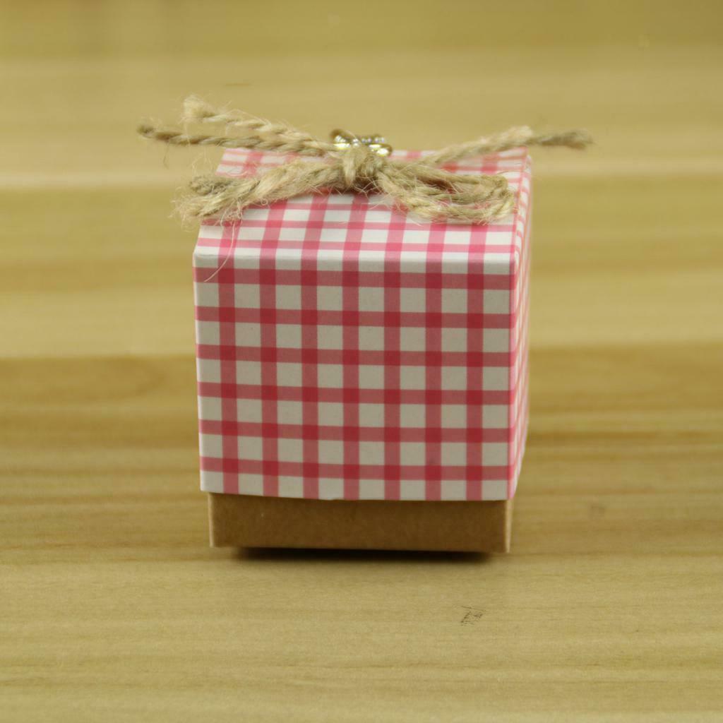 50Pcs Square Cube Pink Box With Lid Wedding Bridal Baby Shower Party Gifts