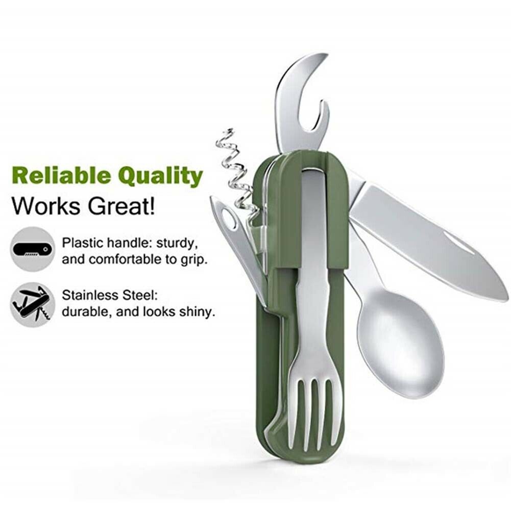 Outdoor Folding Tableware Spoon/Fork Multi Hiking Camping Utensil Reusable Set