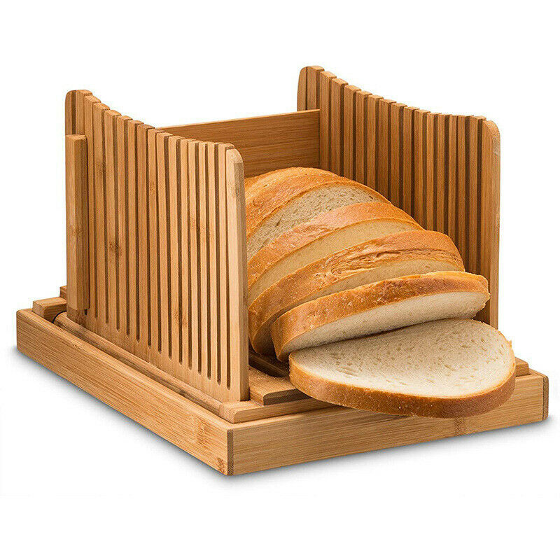 Foldable Bamboo Wood Bread Slicer Cutter Toast Loaf Cutting Guide Slicing Ma XC
