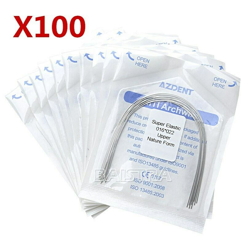 100X Dental Super Elastic Niti Arch Wires Rectangular 16X22Upper Natural Form