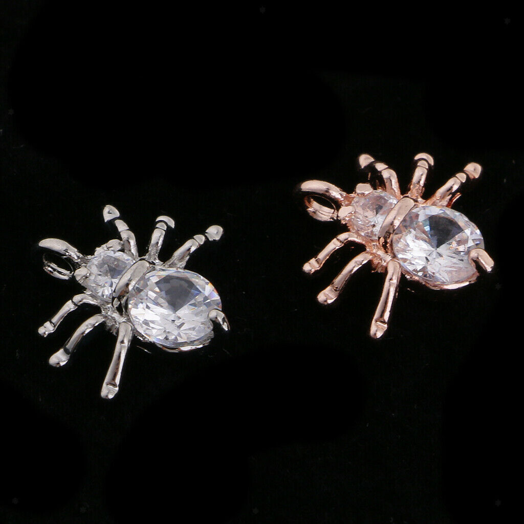 2x Alloy Crystal Spider Charms Pendants Findings For