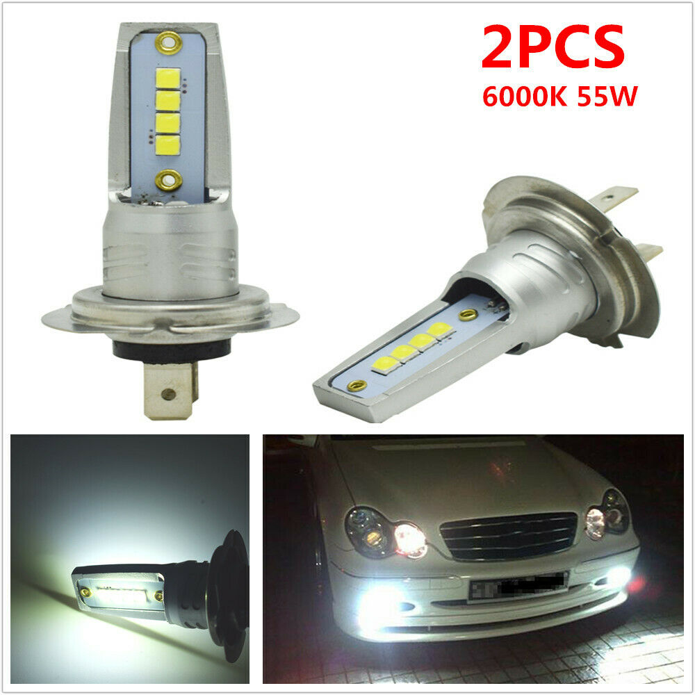 2pcs 6000K 55W H7 White LED Bulb Canbus Car SUV Headlight Fog Light Lamp 15000LM