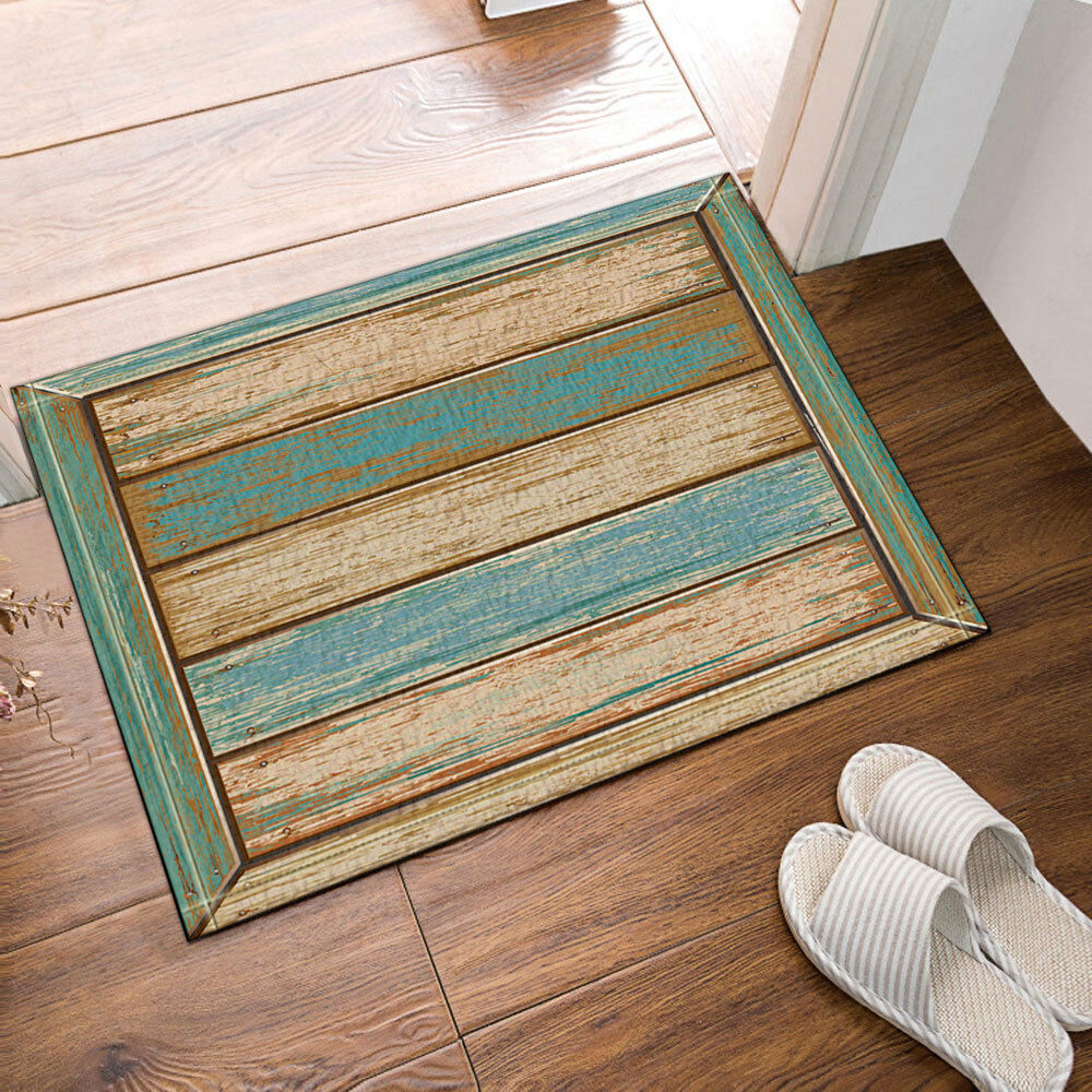 Old Planks American Western Wooden Non-Slip Floor Outdoor Indoor Front Door Mat