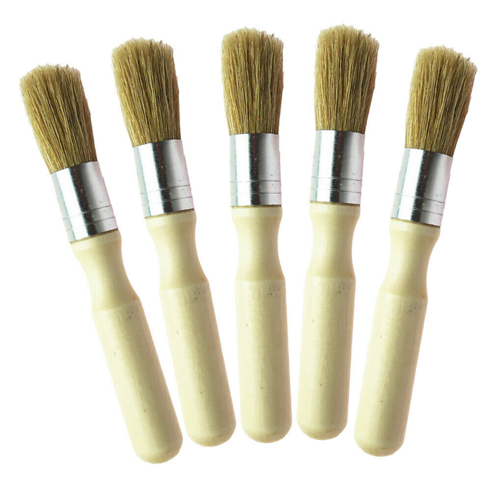 5 Pieces Painting Brush Round Wooden Paint Brushes for Decorating Painting