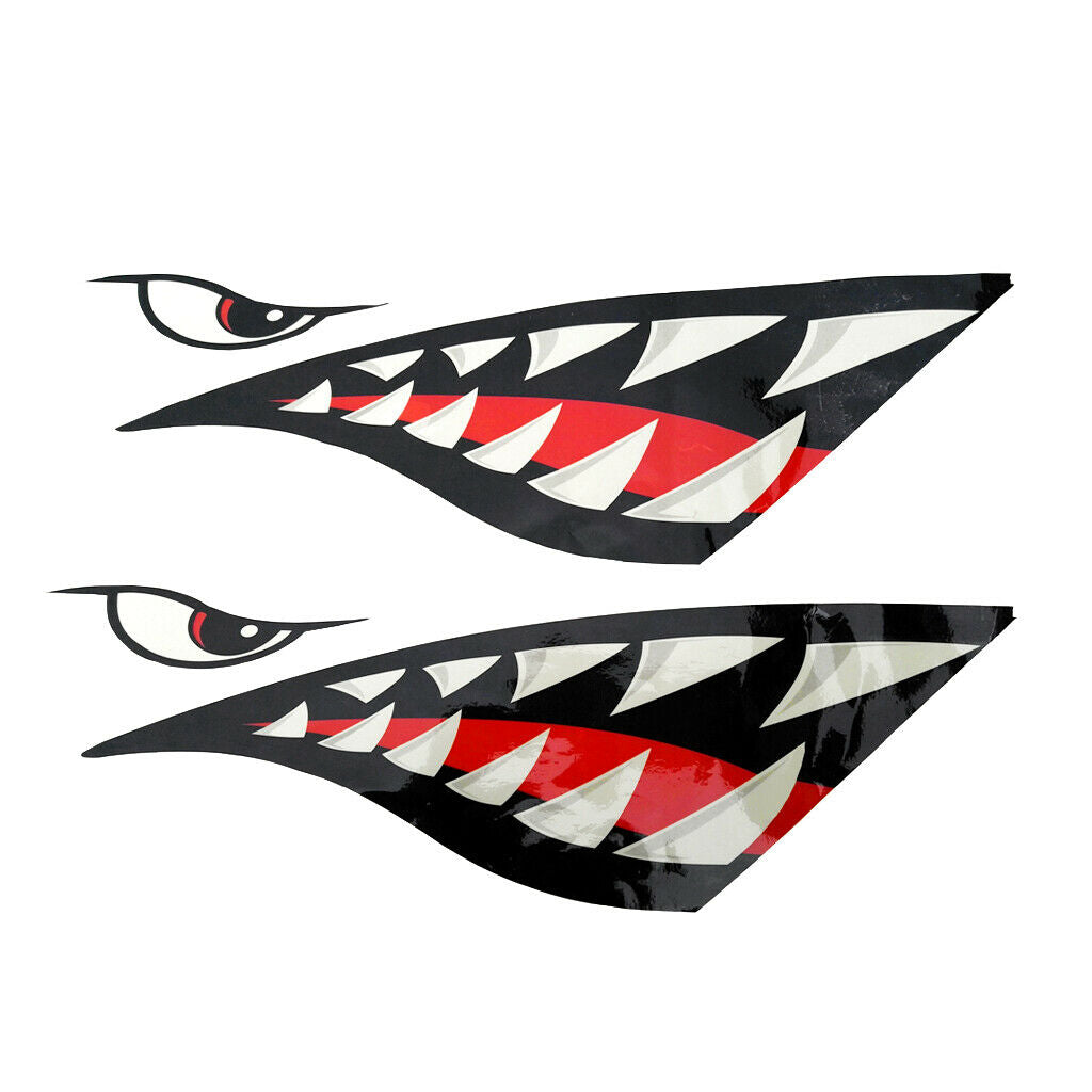 Vinyl 2x Shark Mouth + 2x   Skeleton Kayak Canoe Boat Car Decals Stickers