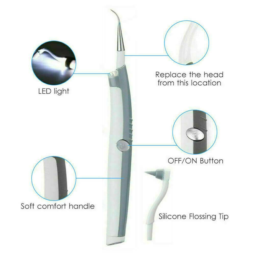 Portable Electric Ultrasonic Tooth Cleaner Dental Stain Plaque Tartar Remover!