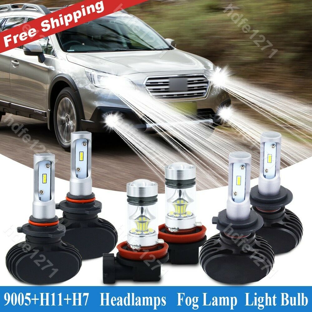 6X 6000K LED Headlight Fog Light HB3 H7 H11 Bulb For Subaru Legacy Outback 10-12