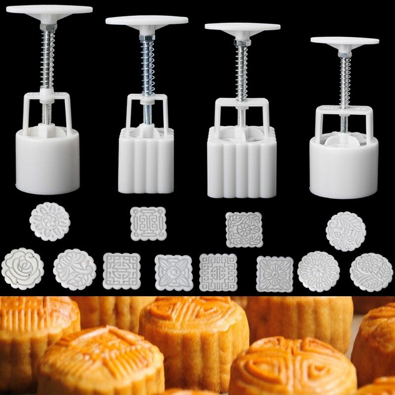 4 Sets Mooncake Moon Cake Decor Round Pastry Biscuit Mold Mould Flower DIY Tool