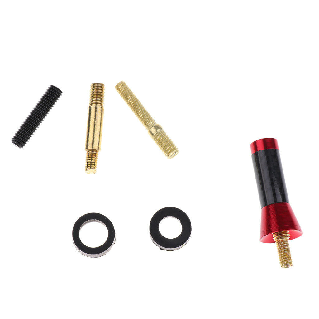 Red Aluminum Carbon Fiber Stubby Style Screw On Short Car Antenna 35mm