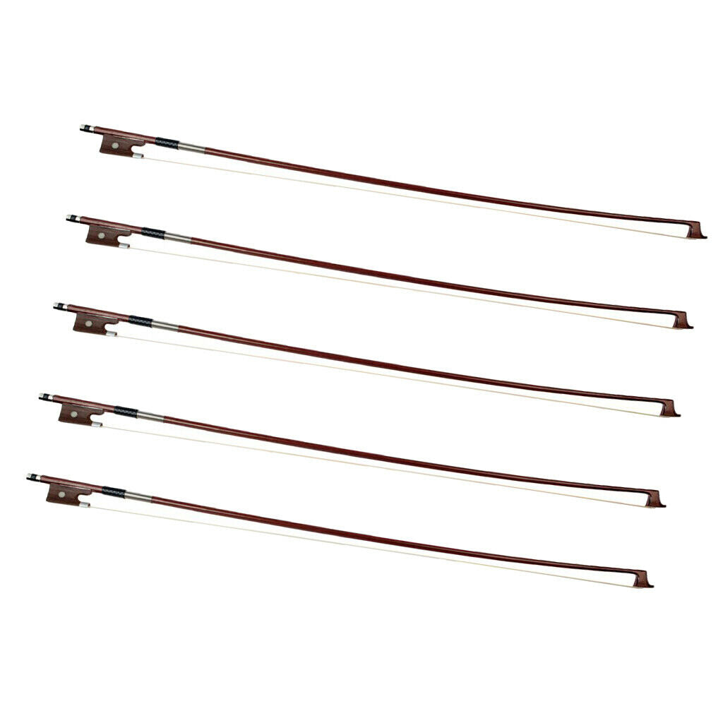 5 Pieces 4/4 Full Size Violin Bows Bright Sound for Students Beginners Kids