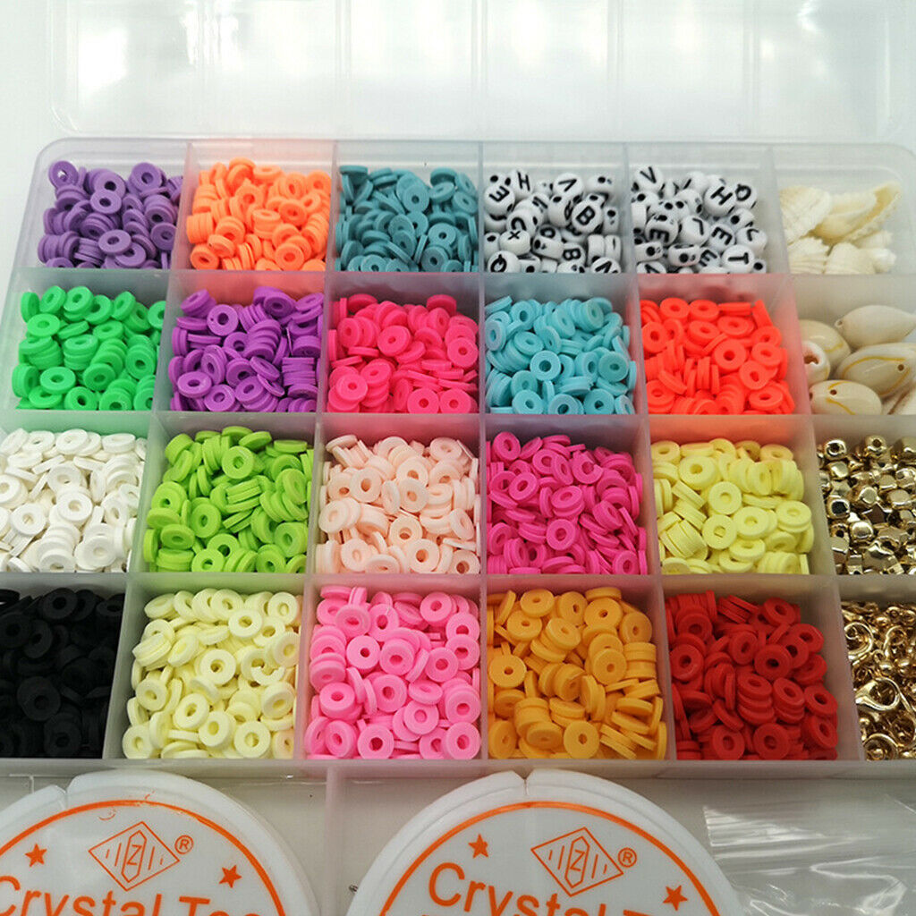 3622pcs Flat Disc Polymer Clay Loose Spacer Beads for DIY Jewelry Making Kit