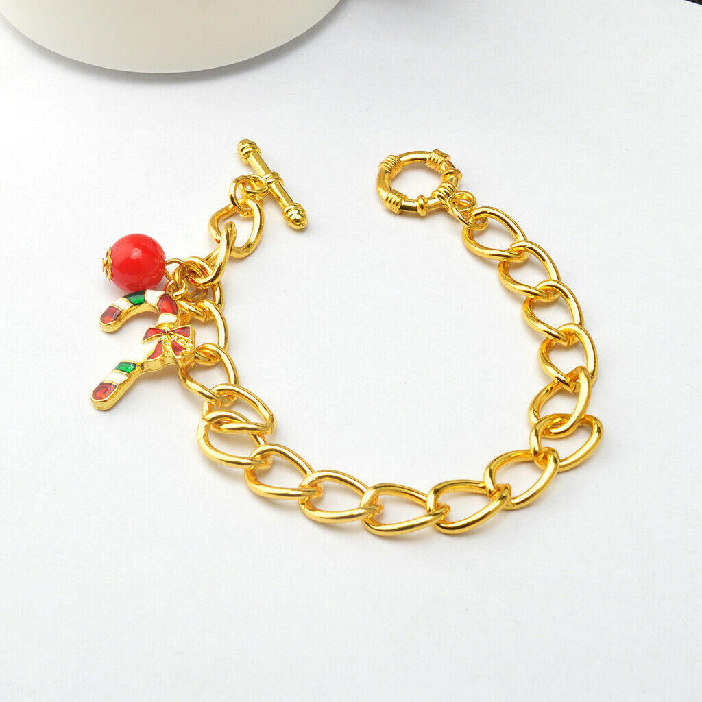 Enamel Charms Bead Christmas Bracelet Chain Bangle Xmas Festival Girls Gift