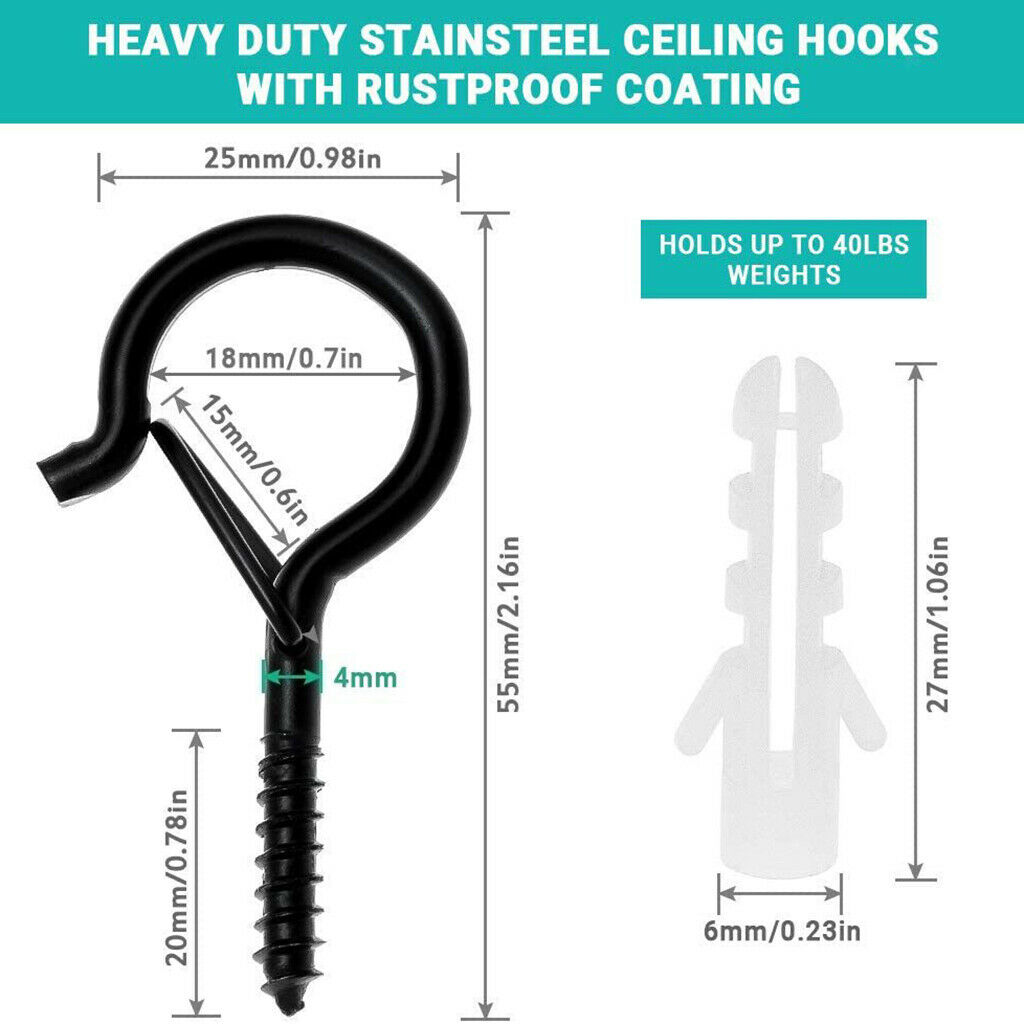 Pack of 20 Screw Hooks Screw-in Safety Buckle Design Hanging Practical Tools