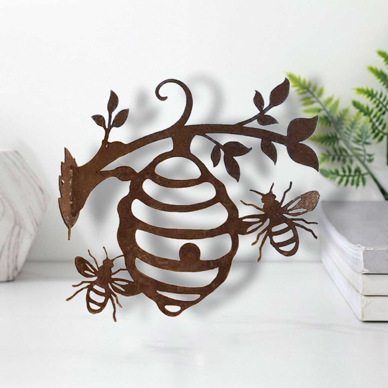 Novelty Honeycomb Garden Silhouette Fence Yard Outdoor Wall Bee Sculpture