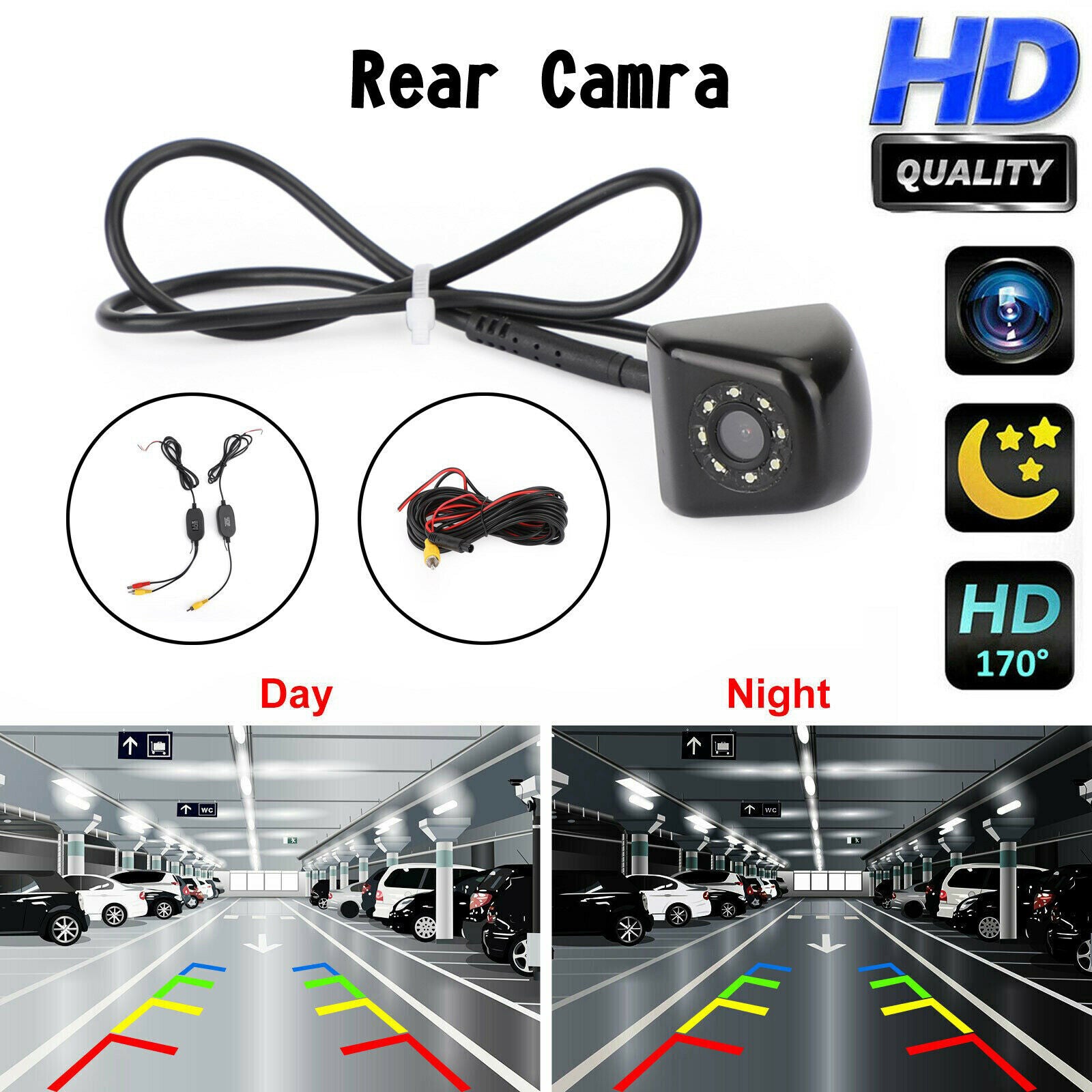 Wireless Rear View Reverse Backup Parking Camera Waterproof Night View CMOS CN
