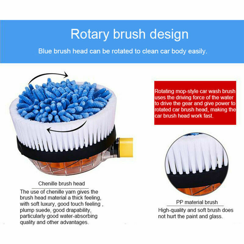 Car Wash Switch Water Flow Foam Brusher Portable Rotating Brush Auto Clean Tools
