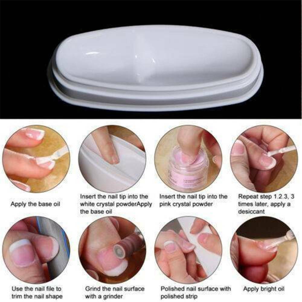 1X Popular French Tray Manicure Mold Nail Dip Nail Dipping Powder Container Hot
