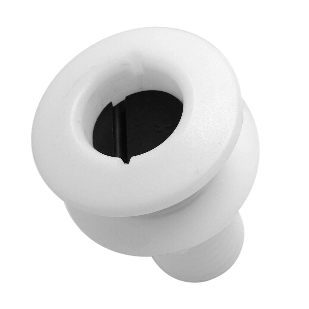 White Plastic Thru-Hull Bilge Pump and Aerator Hose Fitting for 2" Hose