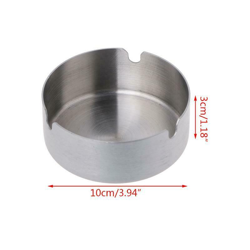 10cm High-End Stainless Steel Ashtray Durable Round Cigarette Ash Tray Case
