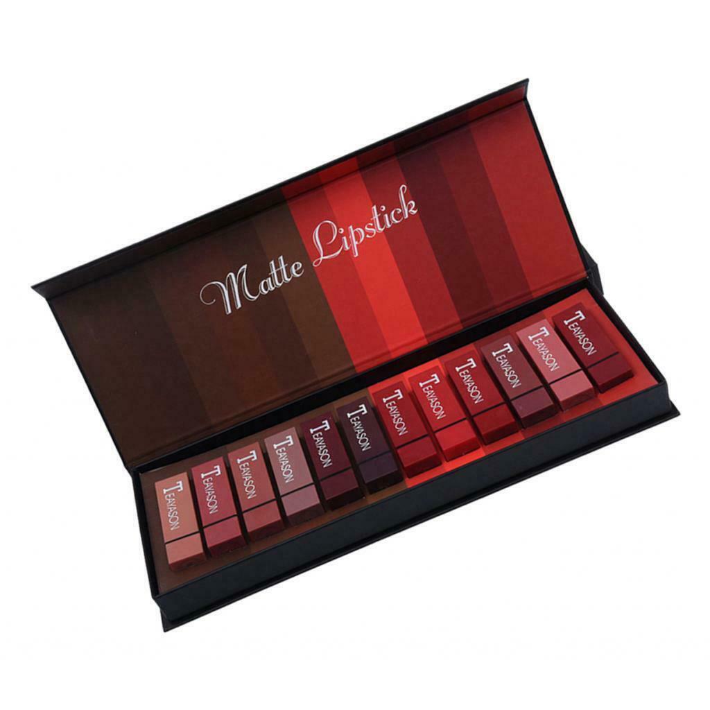 12x Lady Lipsticks Waterproof Pumpkin Red Pink Lip Stick Kit Christmas Gift
