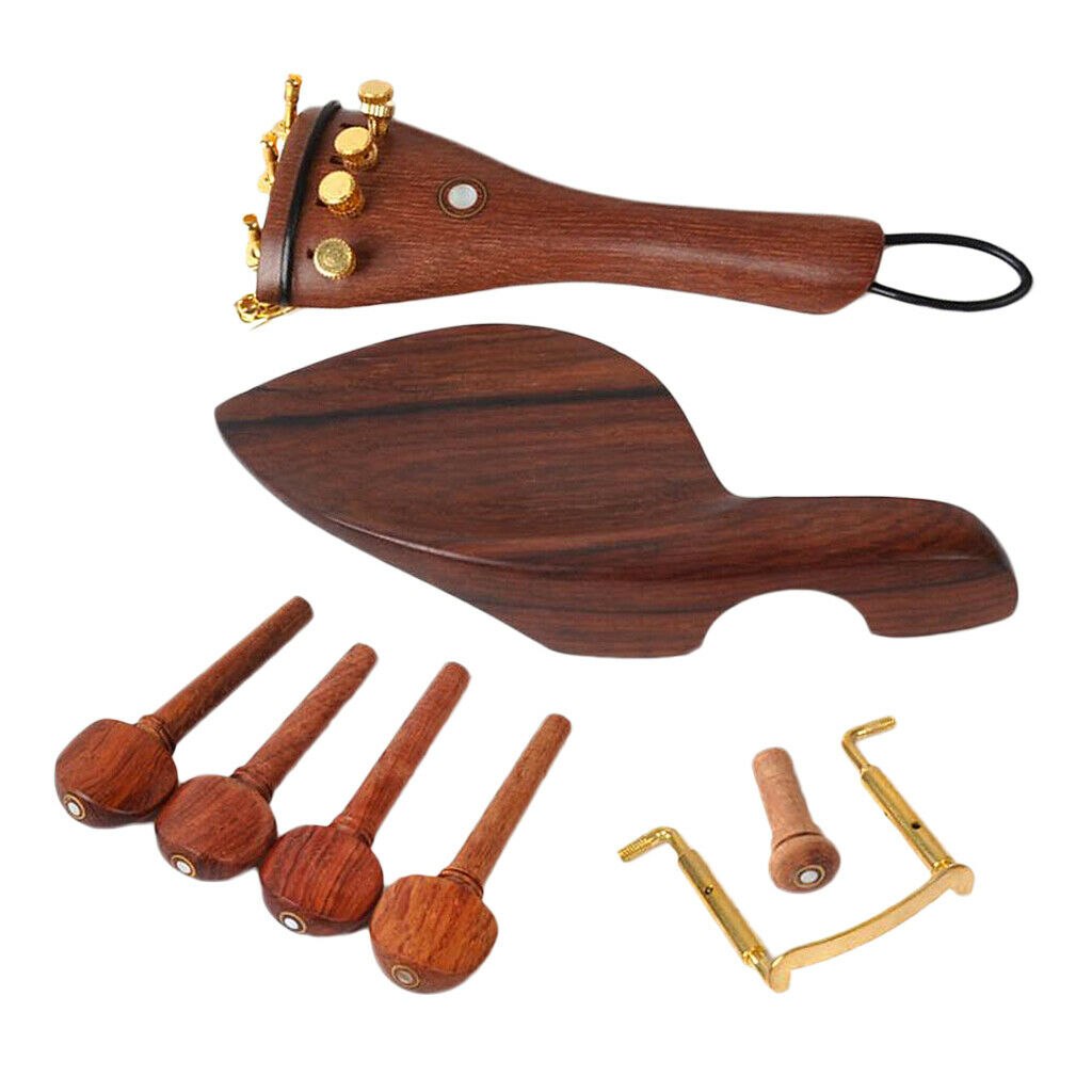 Violin Chin Rest Tailpiece Tuning Pegs Tailgut Endpin for 4/4 Violin DIY Kit